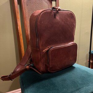 Nisolo Brown Genuine Leather Commuter Backpack